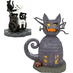 Department 56 The Nightmare Before Christmas New For 2024 Cat House And Dr. Finkelstein Set