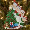 Family Of 4 Around The Christmas Tree Personalized Ornament OR1789-4