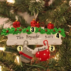 Family Personalized Christmas Ornament With 2 Mittens