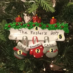 Family Personalized Christmas Ornament With 3 Mittens