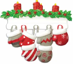 Family Personalized Christmas Ornament With 6 Mittens