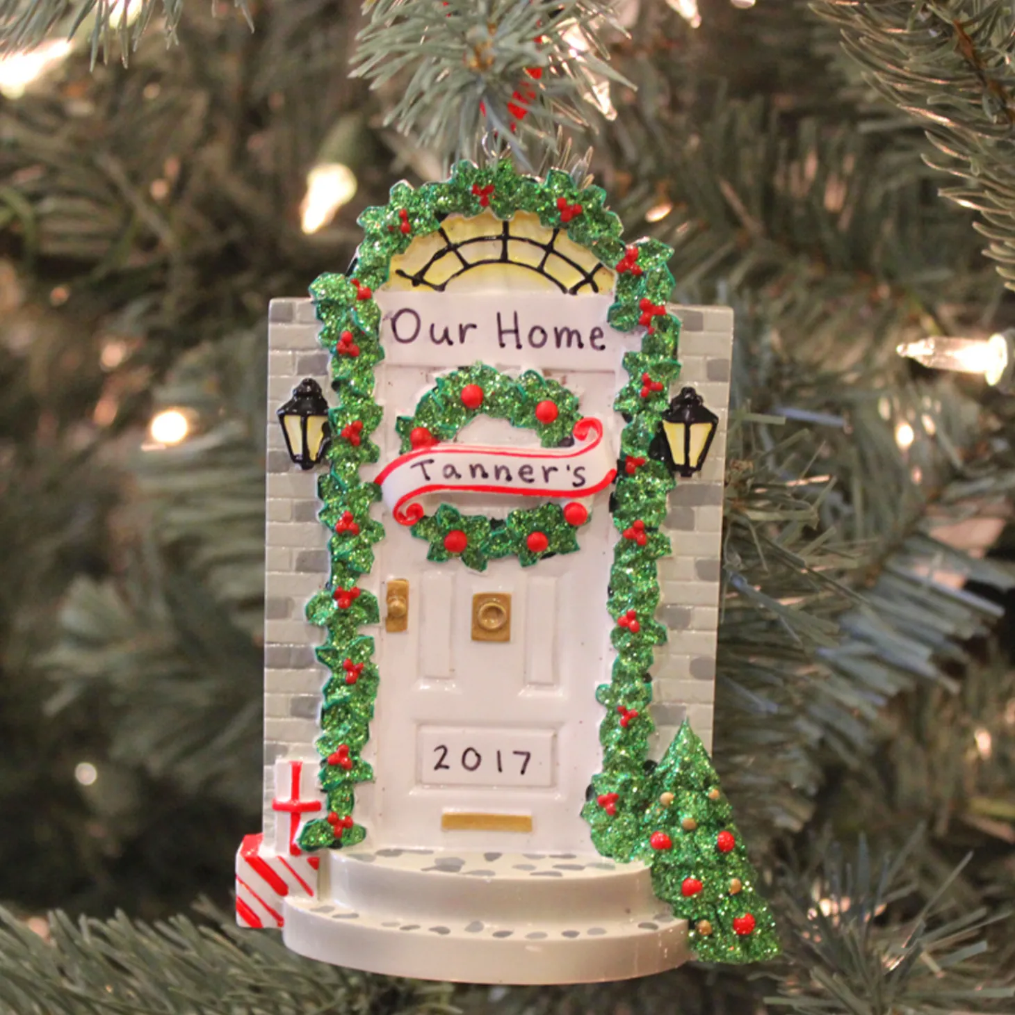 Front Door With Steps Personalized Christmas Ornament