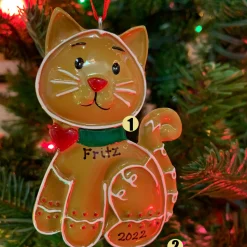 Gingerbread Cat Personalized Christmas Ornament OR1221