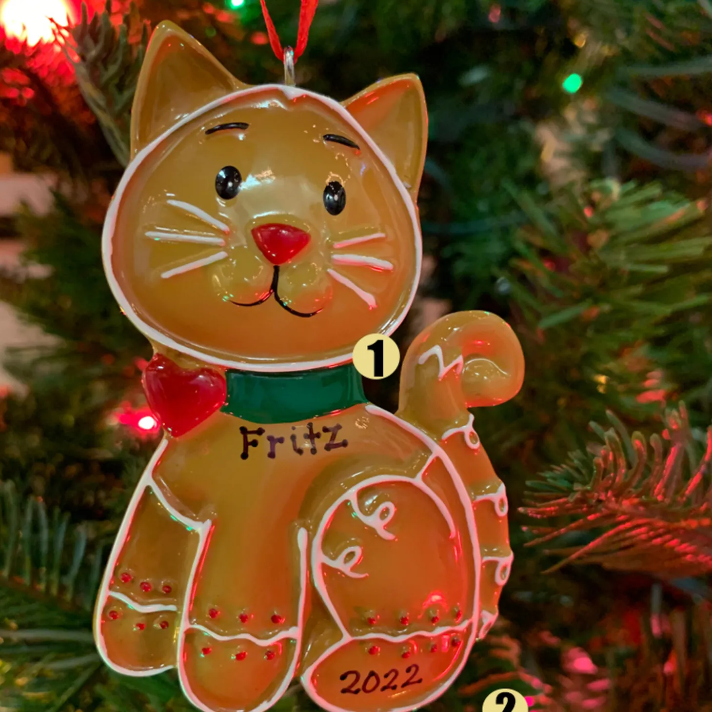 Gingerbread Cat Personalized Christmas Ornament OR1221