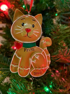 Gingerbread Cat Personalized Christmas Ornament OR1221