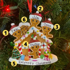 Gingerbread House Family Of 4 Personalized Christmas Ornament OR1872-4