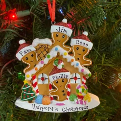 Gingerbread House Family Of 4 Personalized Christmas Ornament OR1872-4