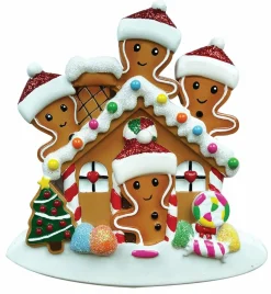 Gingerbread House Family Of 4 Personalized Christmas Ornament OR1872-4