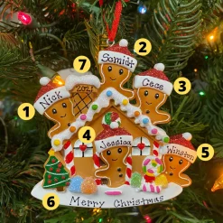 Gingerbread House Family Of 5 Personalized Christmas Ornament OR1872-5