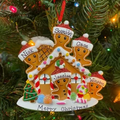 Gingerbread House Family Of 5 Personalized Christmas Ornament OR1872-5