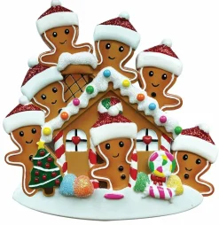 Gingerbread House Family Of 7 Personalized Christmas Ornament OR1872-7