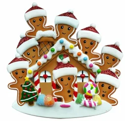 Gingerbread House Family Of 8 Personalized Christmas Ornament OR1872-8