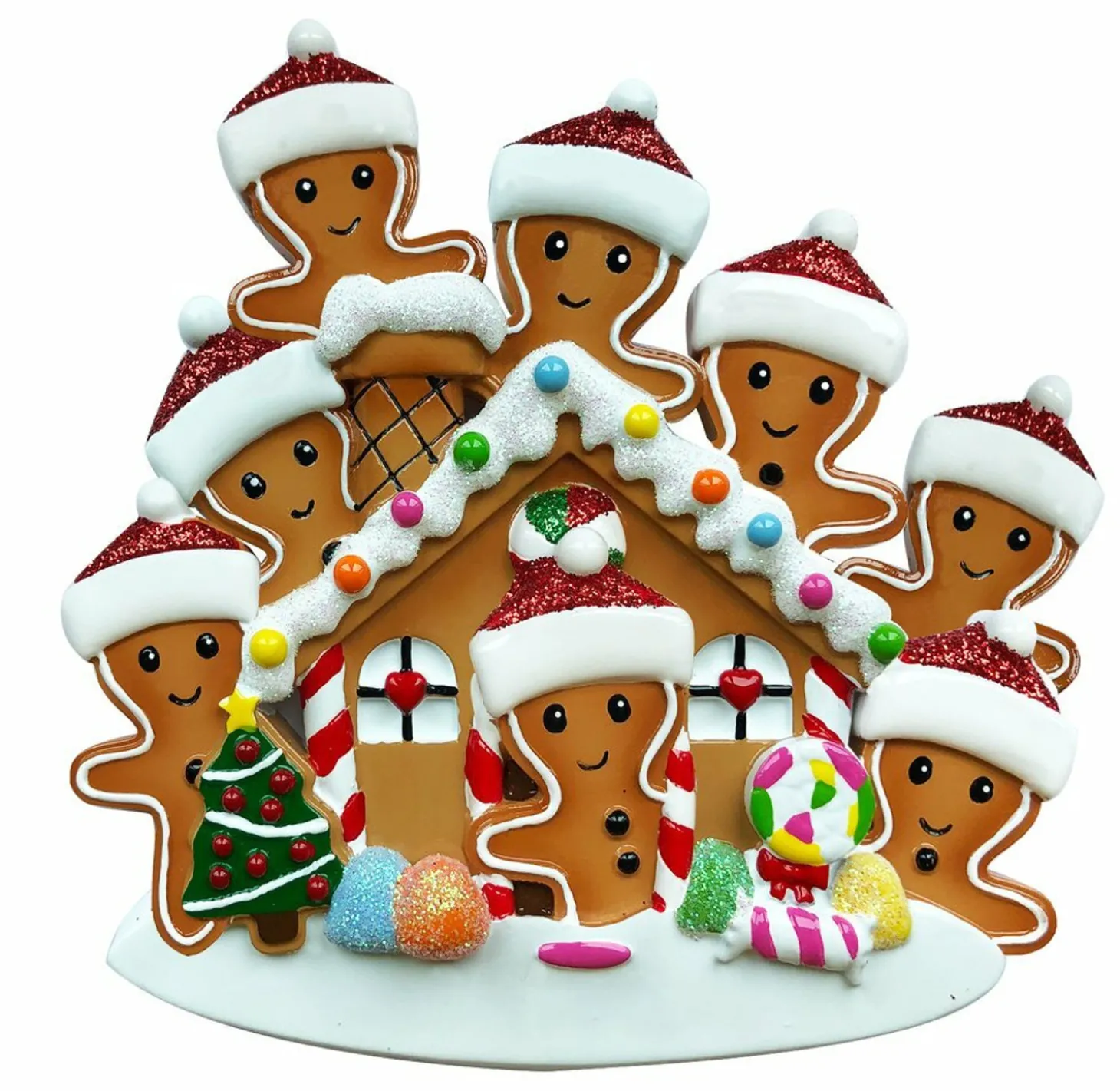 Gingerbread House Family Of 8 Personalized Christmas Ornament OR1872-8