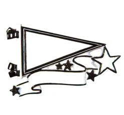 Glittered Black Sports Pennant Personalized Christmas Ornament OR1558-BK