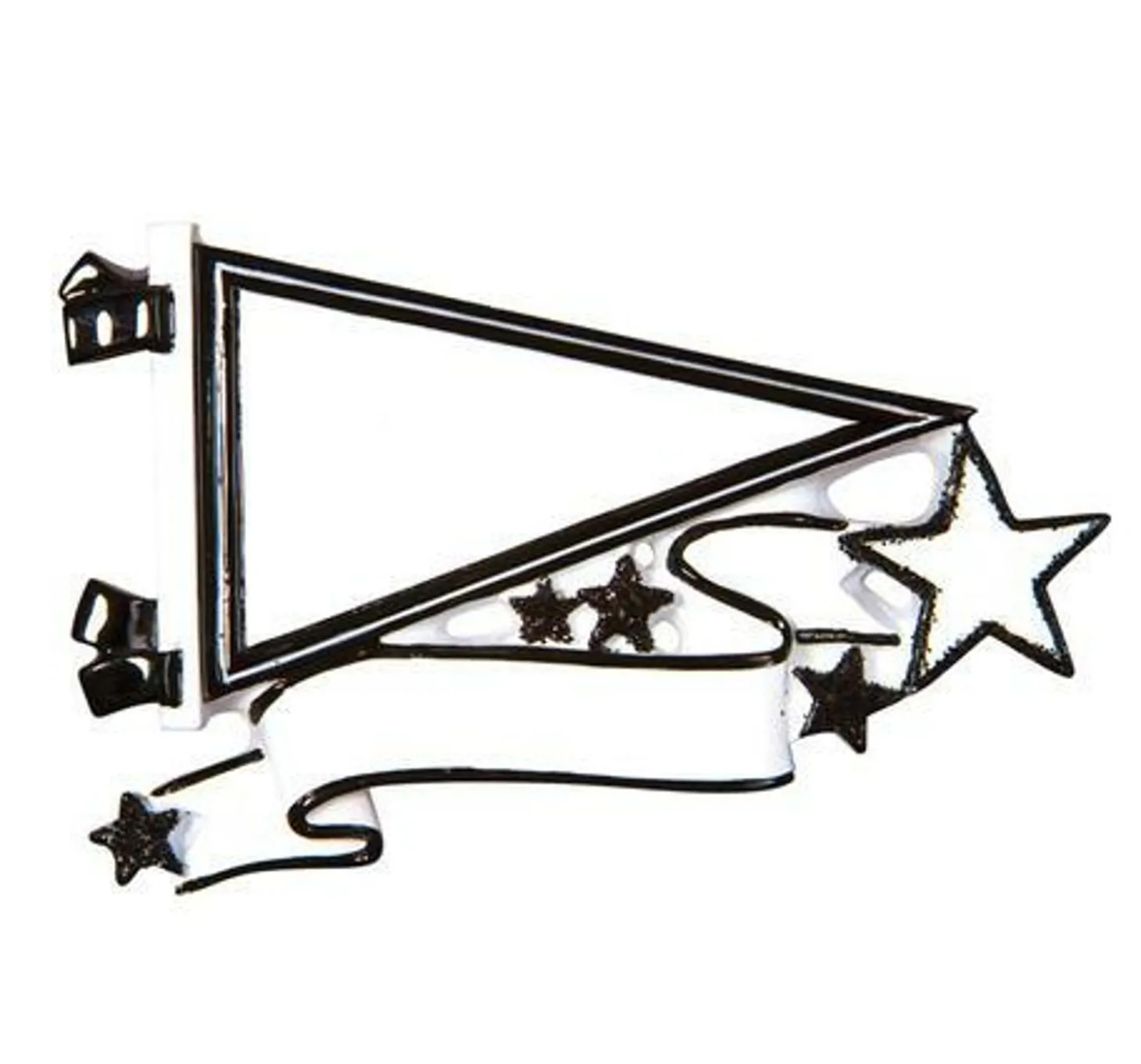 Glittered Black Sports Pennant Personalized Christmas Ornament OR1558-BK