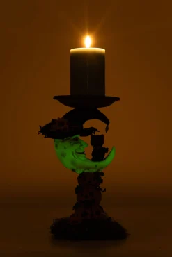 Katherine's Collection 17" Glow In The Dark Jacks And Cats Moon Halloween Pillar Candle Holder 28-428196