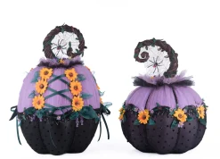 Katherine's Collection 13.5" Jacks And Cats Pumpkins Set Of 2 Halloween Decoration 28-428201