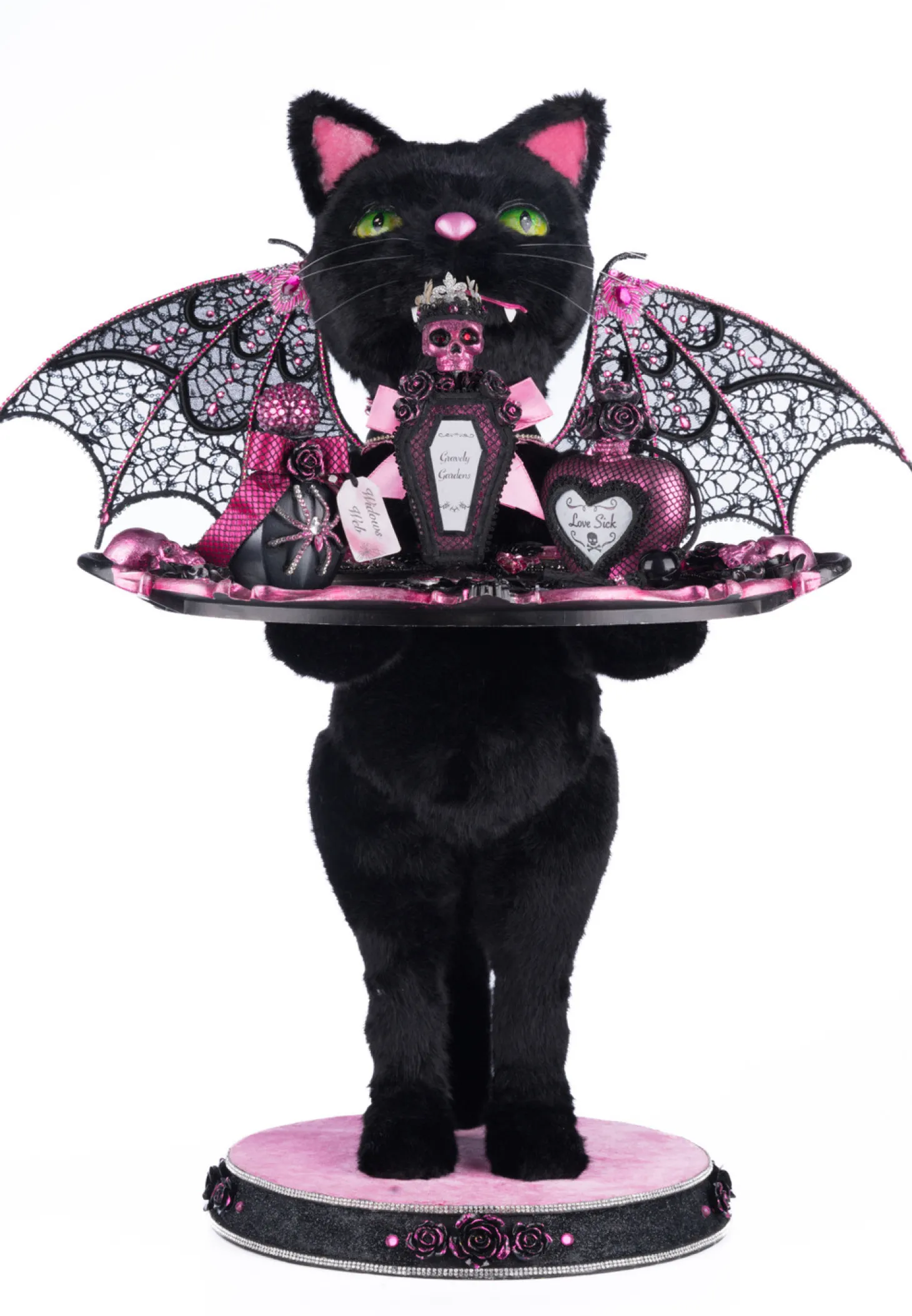 Katherine's Collection 7" Noir Cat-Bat Server Halloween Decoration 28-428139