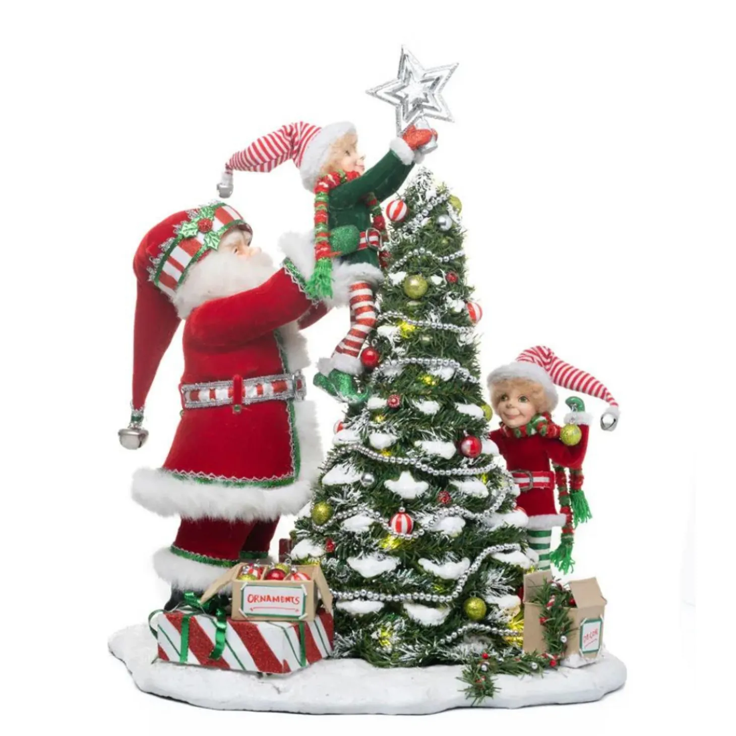 Katherine's Collection 17.75" Peppermint Palace Elves Decorating Christmas Tree Figure 28-328816