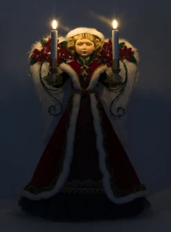 Katherine's Collection 20" Penelope Poinsettia Angel Lighted Christmas Tree Topper 28-428329