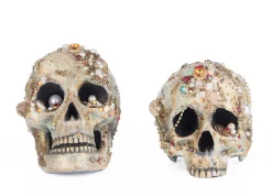 Katherine's Collection 8.5" Tabletop Jewel Encrusted Skull Figures Set Of 2 Halloween Decoration 28-428214