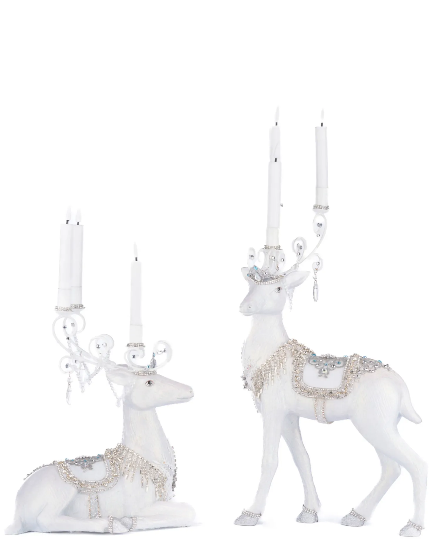 Katherine's Collection Crystal Christmas Standing Or Sitting Deer Christmas Candleholder