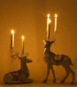 Katherine's Collection Crystal Christmas Standing Or Sitting Deer Christmas Candleholder