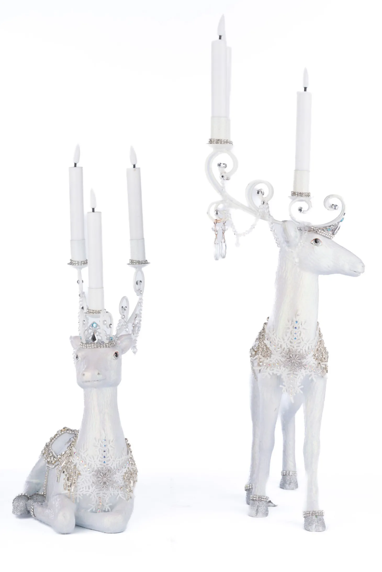 Katherine's Collection Crystal Christmas Standing Or Sitting Deer Christmas Candleholder