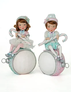 Katherine's Collection Frost And Tenderness Christmas Elves On Ornaments Set Of 2 28-228677