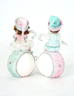 Katherine's Collection Frost And Tenderness Christmas Elves On Ornaments Set Of 2 28-228677