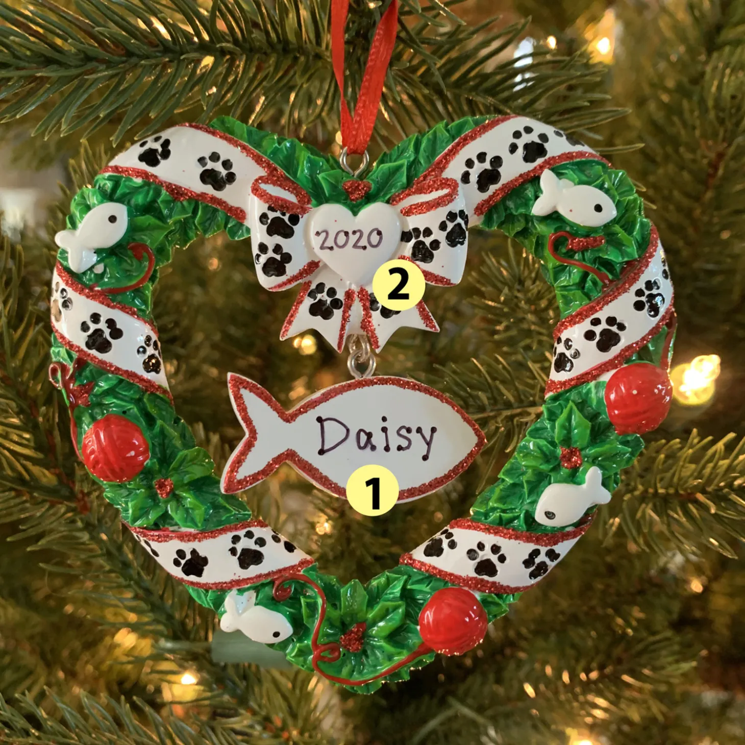 Kitty's First Christmas Wreath Personalized Christmas Ornament OR1613