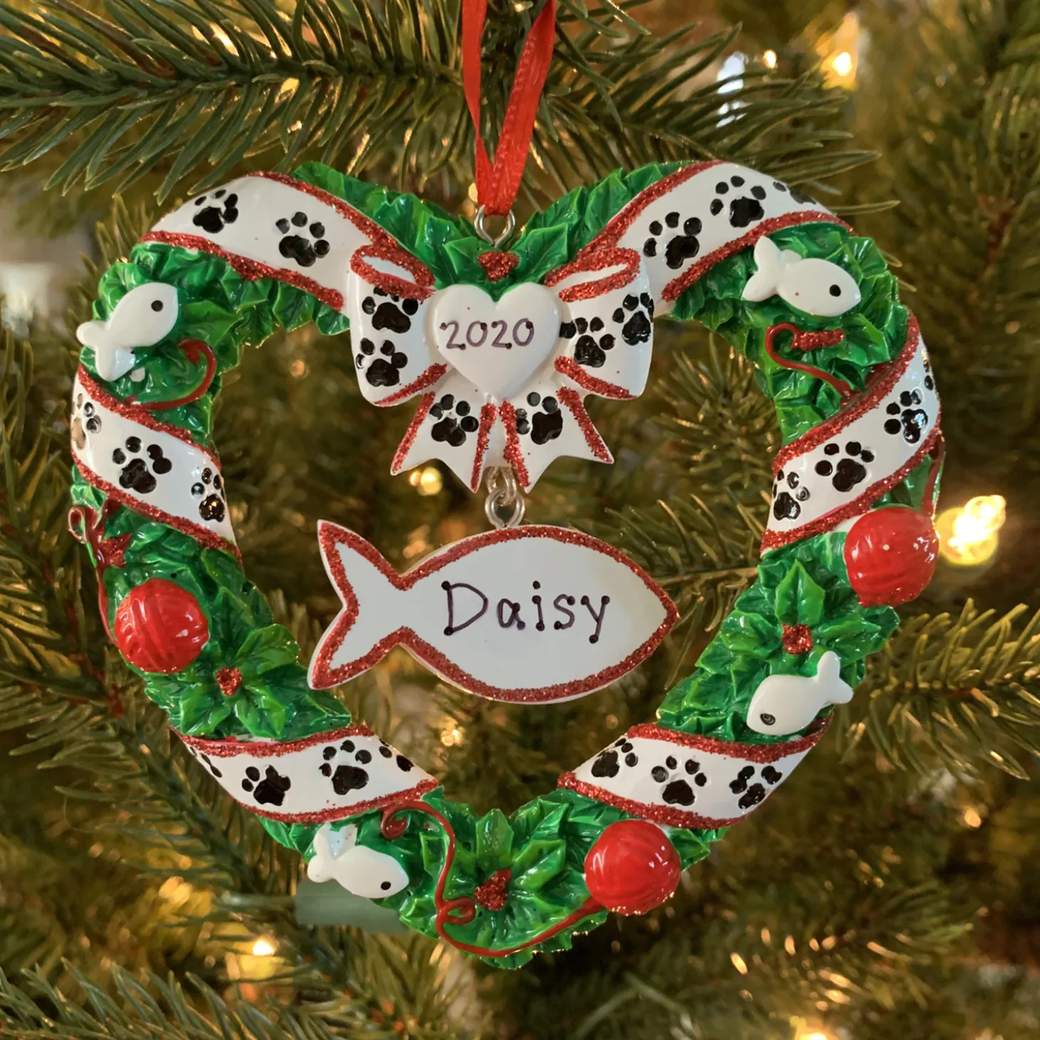 Kitty's First Christmas Wreath Personalized Christmas Ornament OR1613