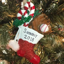 Kurt Adler 4.5" Baseball Stocking Personalized Christmas Ornament W8297B