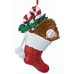 Kurt Adler 4.5" Baseball Stocking Personalized Christmas Ornament W8297B