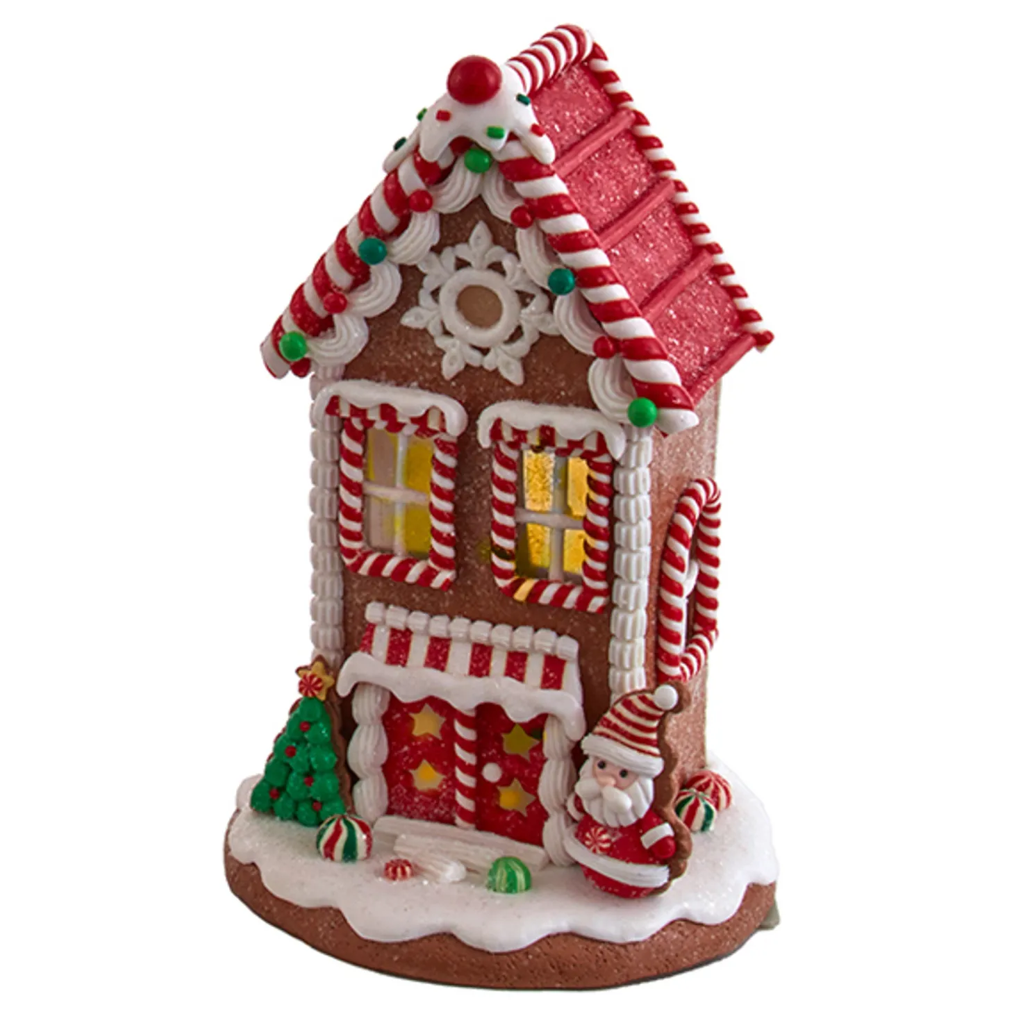 Kurt Adler 8.5" Battery Operated Lighted Red And White Gingerbread Houses GBJ0037
