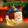 Kurt Adler 5" Bellissimo Moon Santa Glass Christmas Ornament BELL0036