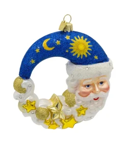 Kurt Adler 5" Bellissimo Moon Santa Glass Christmas Ornament BELL0036