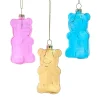 Kurt Adler 4" Glass Gummy Bear Christmas Ornaments Set Of 3 T3666