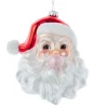 Kurt Adler 5.25" Glass Santa Head With Bubble Gum Glass Christmas Ornament T3587