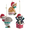 Kurt Adler 3.25" "If I Fits, I Sits" Cat Christmas Ornaments E0599