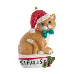 Kurt Adler 3.25" "If I Fits, I Sits" Cat Christmas Ornaments E0599