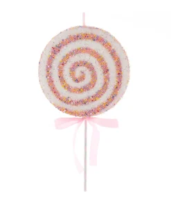 Kurt Adler 21" Large Pink And White Sprinkled Lollipop Christmas Tree Pick D4422