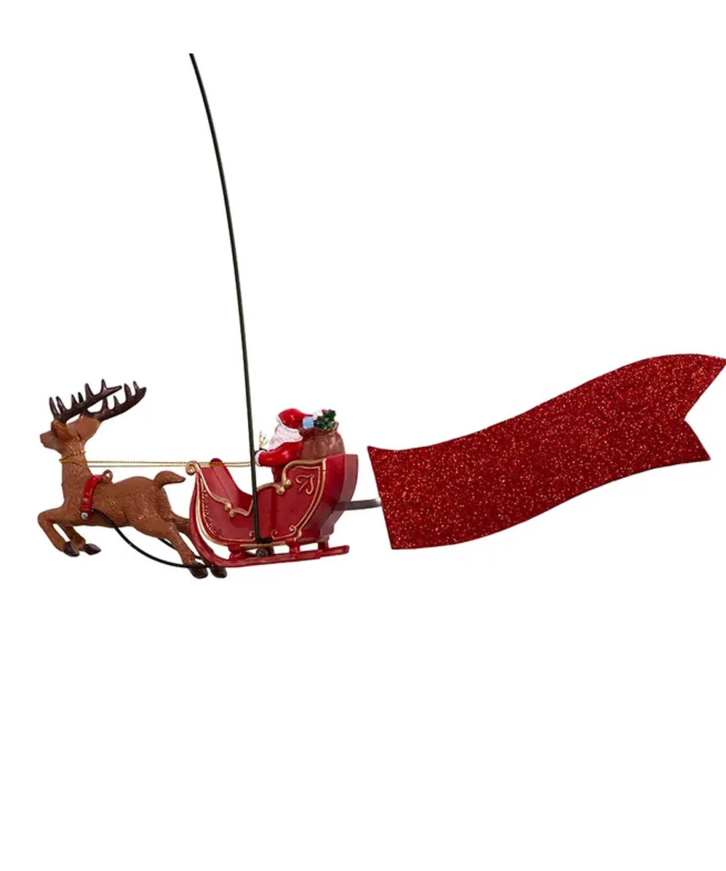 Kurt Adler 19.7" Lighted LED Star With Rotating Santa And Sleigh Christmas Tree Topper AD3001