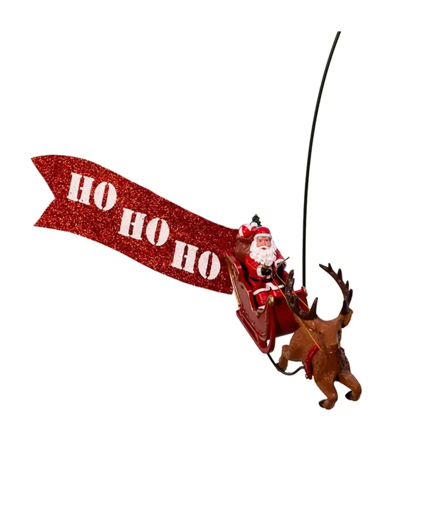 Kurt Adler 19.7" Lighted LED Star With Rotating Santa And Sleigh Christmas Tree Topper AD3001