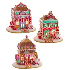 Kurt Adler 7.5" Light-Up Sugar Plum Shops Christmas Houses GBJ0028