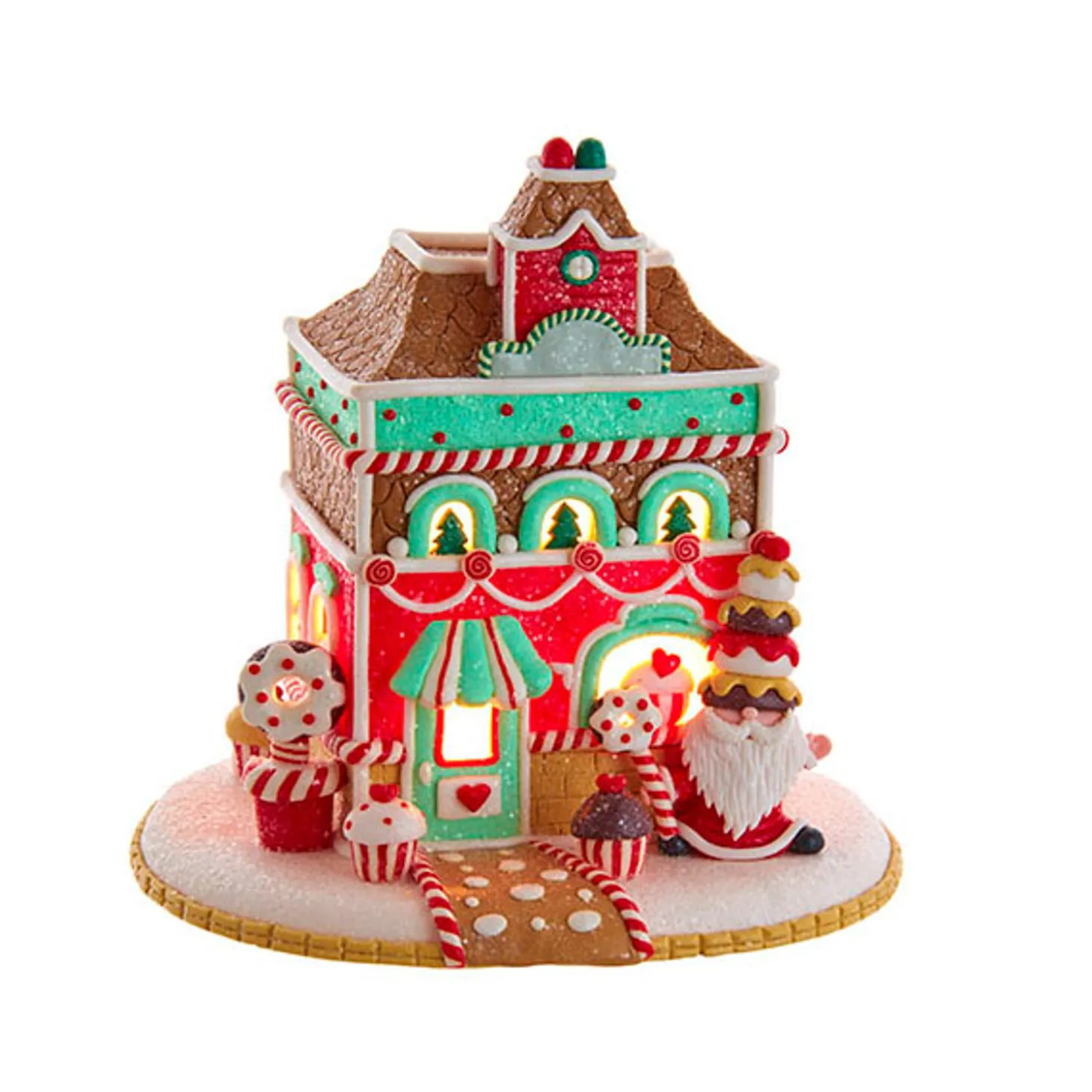 Kurt Adler 7.5" Light-Up Sugar Plum Shops Christmas Houses GBJ0028