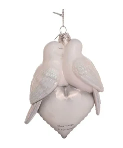 Kurt Adler 4.75" Noble Gems "Our First Christmas" Doves Glass Christmas Ornament NBX0025