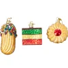 Kurt Adler 2.5" Noble Gems Set Of 3 Cookies Glass Christmas Ornament NB1199