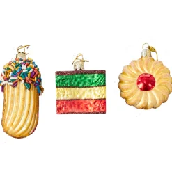 Kurt Adler 2.5" Noble Gems Set Of 3 Cookies Glass Christmas Ornament NB1199