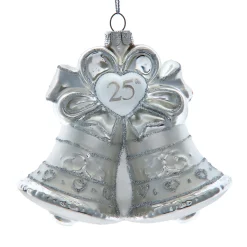 Kurt Adler 4.5" Noble Gems "25th Anniversary" Bell Glass Christmas Ornament NBX0105